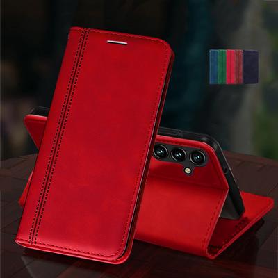 Luxury Leather Wallet Flip Phone Case For Samsung Galaxy S23 Ultra S22 S21 S20 FE Plus A04S A14 A24 A34 A54 A23 A33 A53 A13 A22 A32 A52 A72 Soft Cover