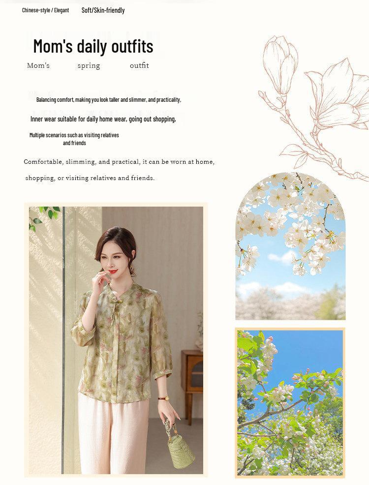 2026 New Style Chinese Wide-Leg Chiffon Top for Middle-aged and Elderly Women