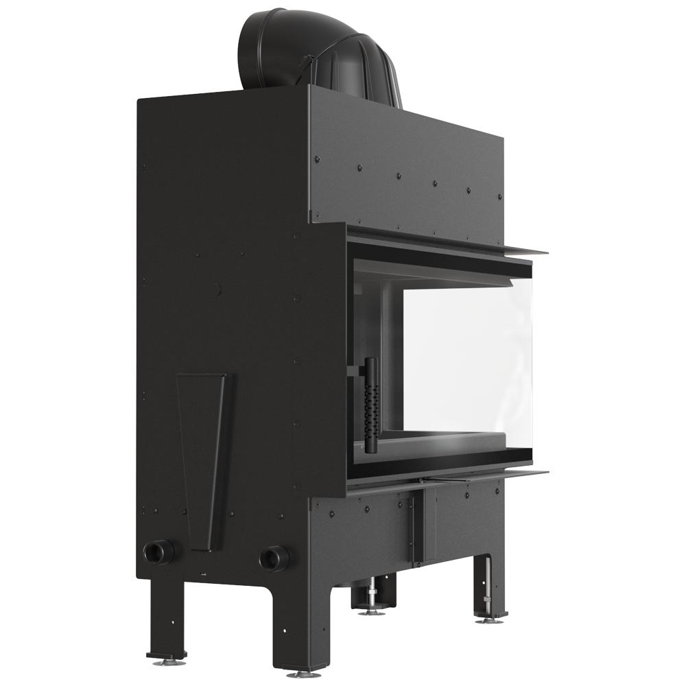Corner Fireplace KRATKI FLOKI Right 12kW Ø200 Black Closing Installation Kit