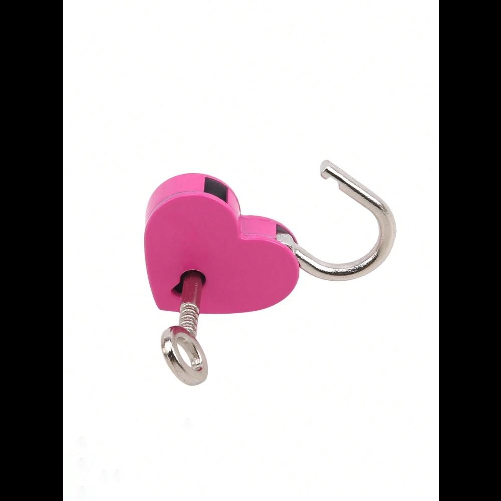 Buntes Metall-Vorhängeschloss in Herzform mit Schlüssel Taschenzubehör Liebes-Vorhängeschloss Skelettschlüssel Herzförmiges Vorhängeschloss, Liebliches kleines herzförmiges Metallschloss