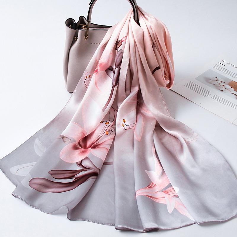 Sciarpa Lunga 100% Seta Donna Lusso Shawl in Raso di Seta Naturale Foulard Sottile Primaverile per Capelli Sciarpa da Collo in Vera Seta di Hangzhou