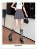 Women's High-Waist A-line Skirt with Irregular Slit and Anti-Exposure Design