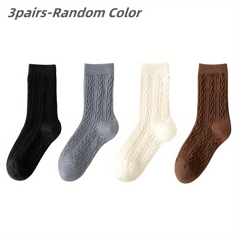 

3 пары шерстяных носков, женские осенне-зимние носки средней длины, утолщенные и бархатистые длинные носки, зимние теплые однотонные носки с высоким голенищем 3pairs