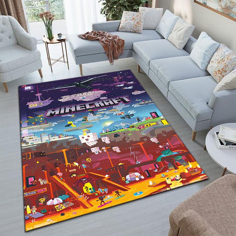 Classic Sandbox Xbox Game Minecraft Carpet Carpet Home Living Room Decoration Table and Chairs Anti Slip Door Mat Outdoor Picnic Mat Carpet A10