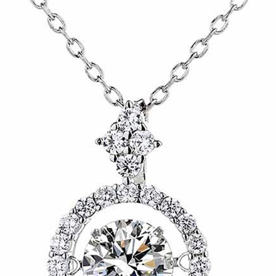 Women Necklace Rhinestone Round Pendant Necklace Sparkling Jewelry Anniversary Gift for Wife Girlfriend Mother