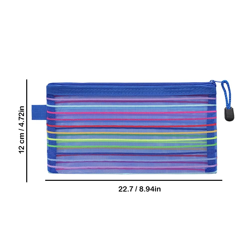 Colorful Mesh Zipper Pouch Bags Transparent Pencil Case Makeup Cosmetic Storage Bag Travel Organizer Stationery Office School
