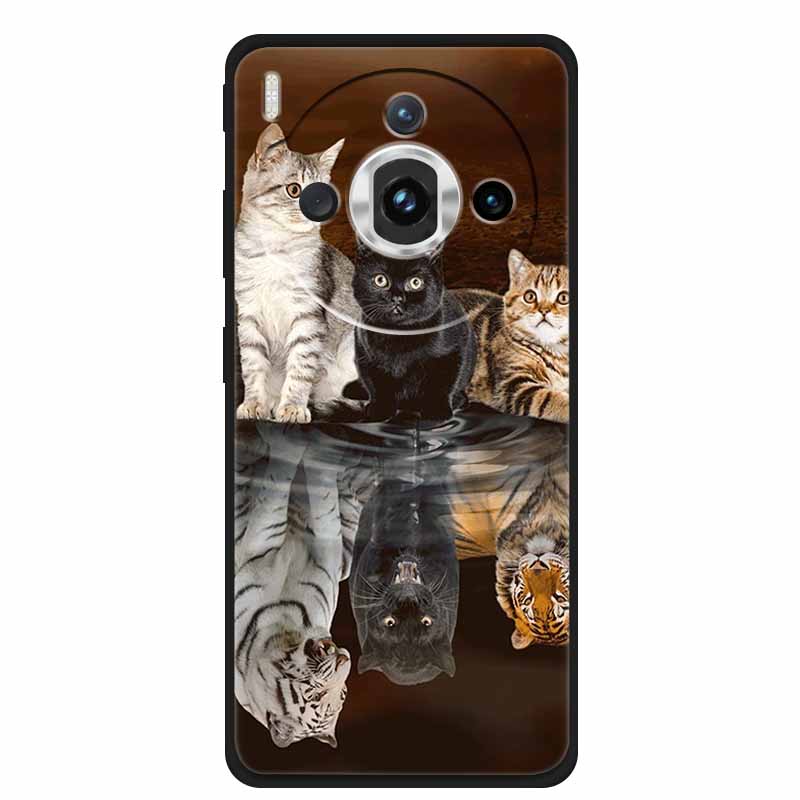 For ZTE nubia Z60S Pro 6.78" Case TPU Soft Black Silicone Painted Cute Cat Starry Cover for Nubia Z60S Pro Luxury Animals Funda