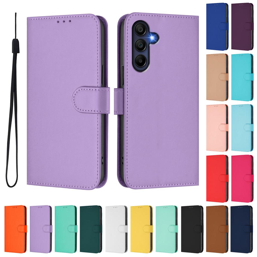 For Coque Samsung Galaxy A17 A07 Case Candy Solid Color Leather Flip Wallet Cover On for Samsung Galaxy A17 A07 Phone Case Funda