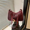 New Stone Pattern Niche Design Glossy Shoulder Bag Simple Versatile Leisure Commuter Bag Bag