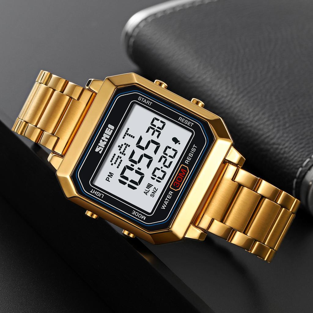 SKMEI 2149 Night Glow Electronic Watch Men's Electronic Square Steel Band Student Multi Functional Sports Waterproof