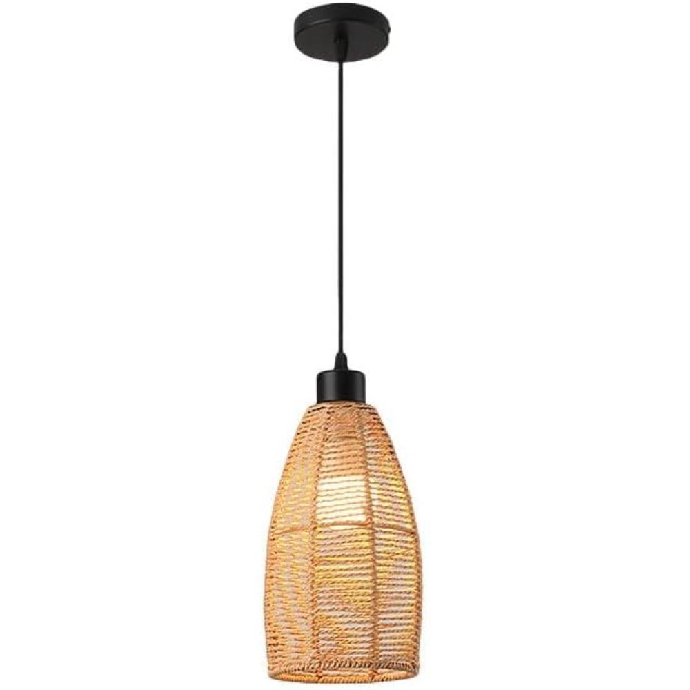 Boho Paper Rope Woven Pendant Light Wicker Chandelier Light Fixture Rattan Pendant Lighting Fixtures for Bedroom Kitchen Island