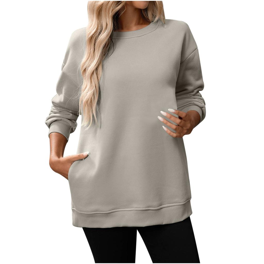 Women Winter Tops Women's Long Sleeve Sweatshirt Casual Crewneck Loose Fit Pollover Fleece Tops