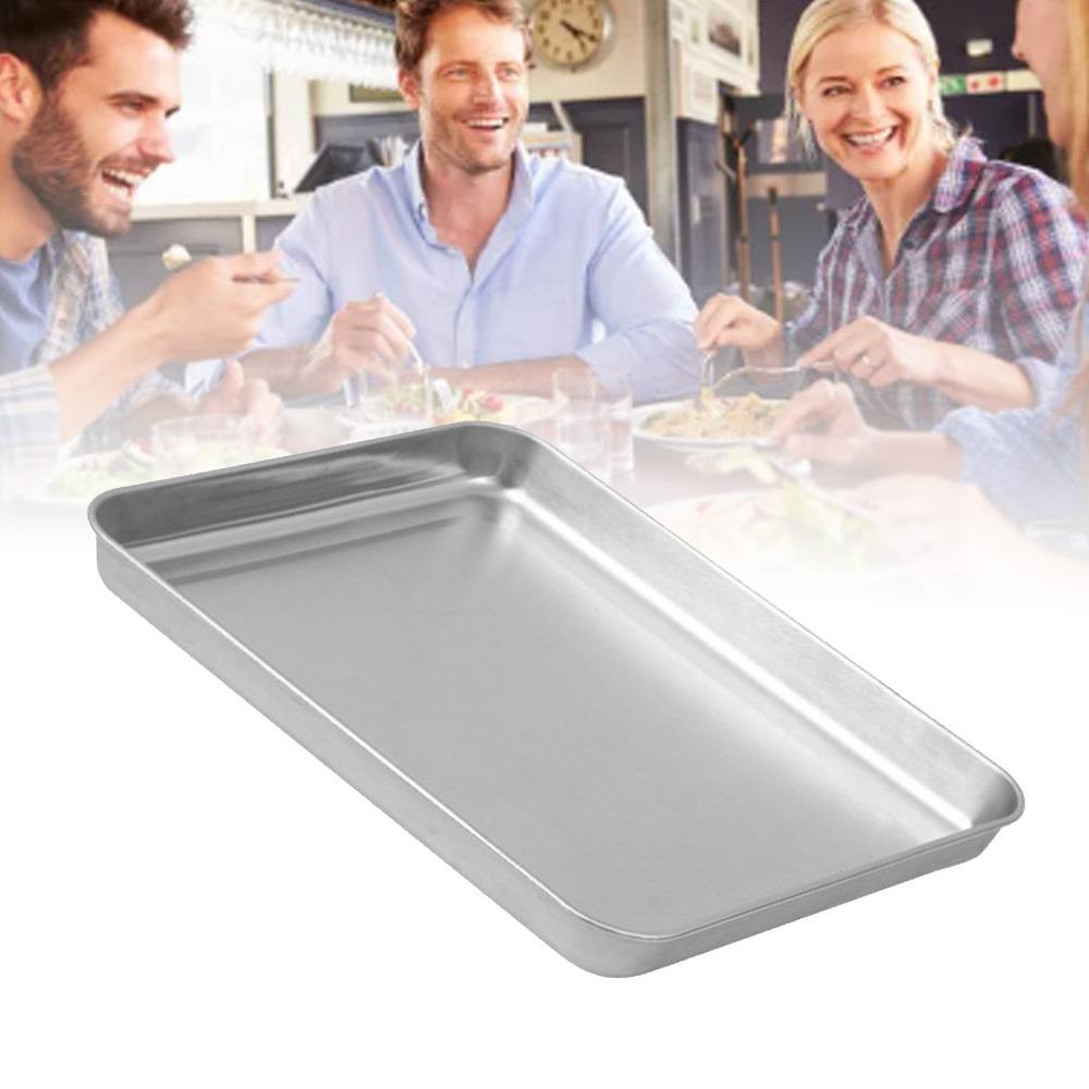 Rustless Steel Rice Noodle Plate Flat Bottom Flat Bake Dish Stackable Food Plate Dish Serving