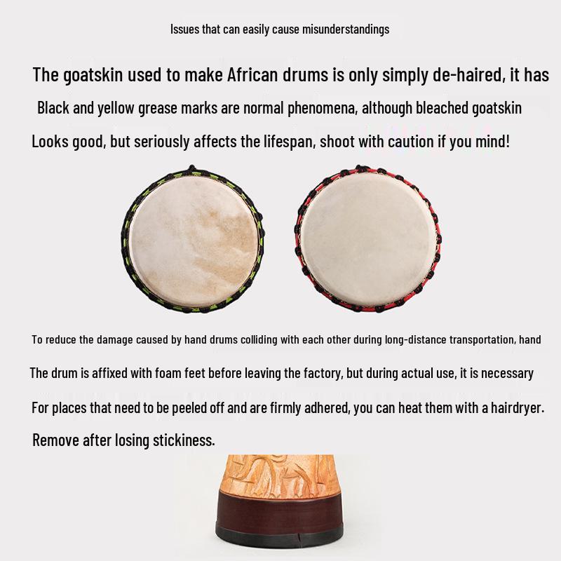 8-Inch Beginner African Drum with Goat Skin for Kindergarten Practice, Indonesia Painted Percussion.