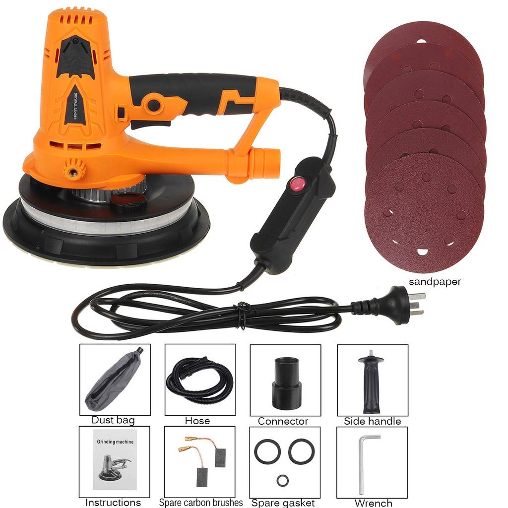 Grinding Wall Putty Polisher Machine Drywall Sander with Dust Clooect Bag and LED Light Portable Wall Polishing Machine 360°LED strip 1250W