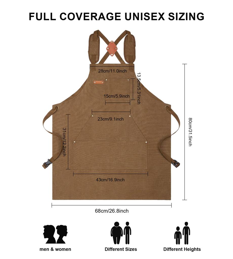 Delantal de Herramientas Elegante Nanxson para Hombres y Grueso y con para Bricolaje Exterior y la Cocina Mujeres, Lona, Repelente al Agua Resistente a las Manchas, Secado Rápido,