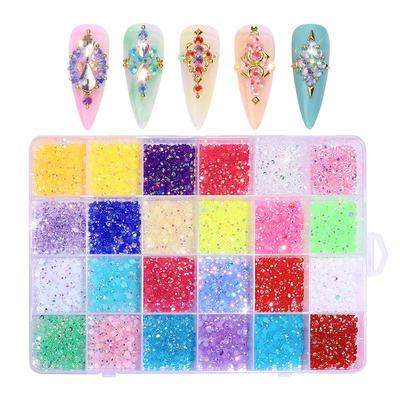 24 Gitter flache Kunstharz-Nagel-Strasssteine, 3500 Stück, Nagel für Acrylnägel, Maniküre, DIY-Nageldekorationen