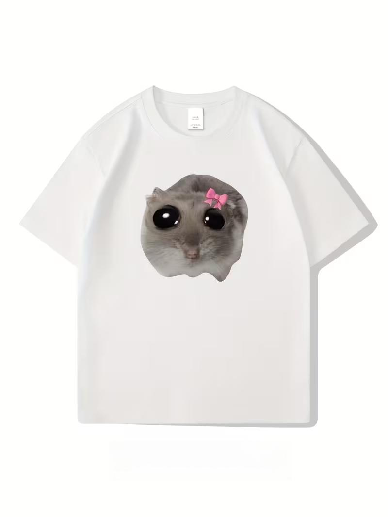 

Cute Bigeyed Rat Meme Graphics Tshirt Funny Print TShirt Unisex Women Unisex Streetwear Fashion Tees Casual Round Neck Tops S