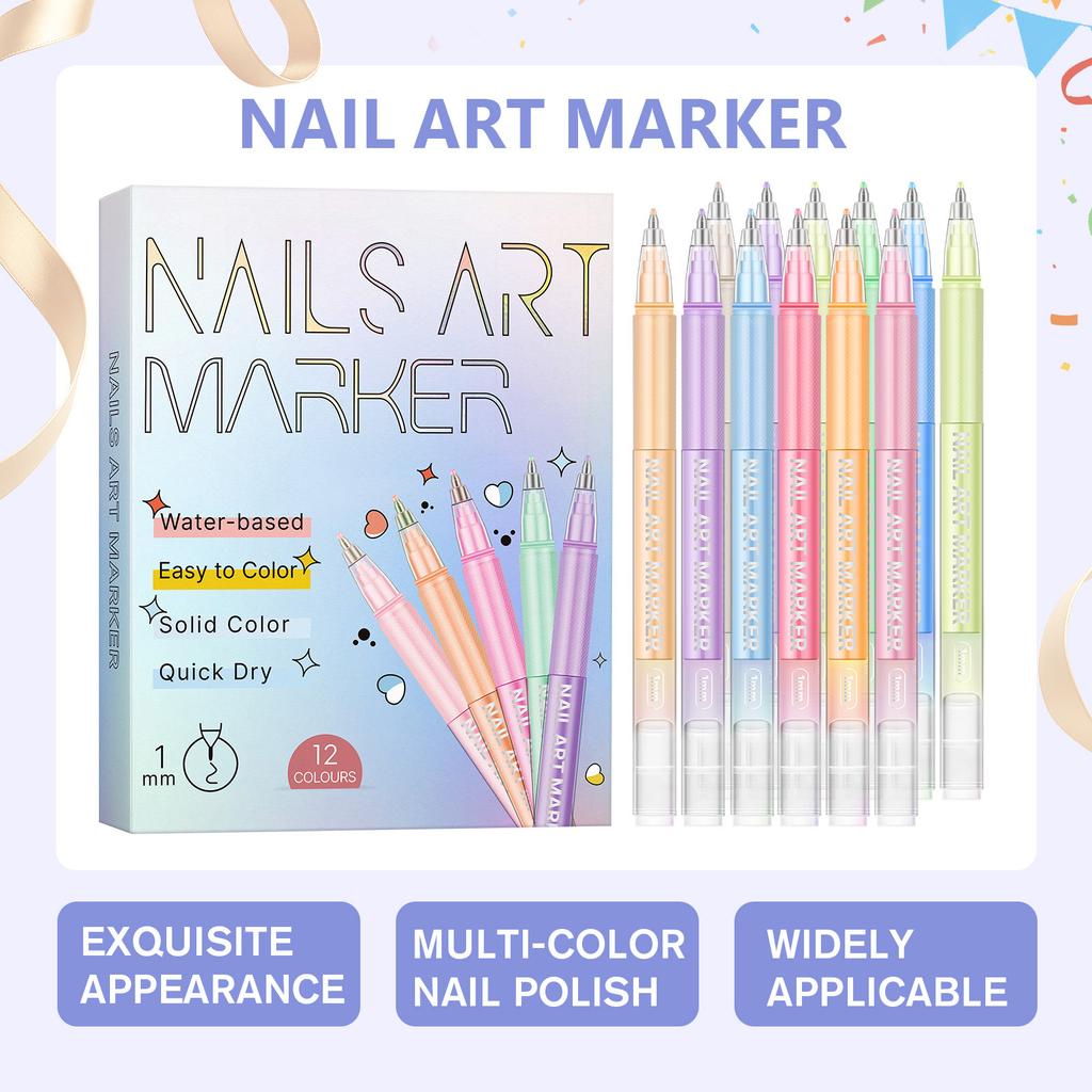12 Color Nail Polish Pen Set  DIY Nail Pen Lines Art  DIY Nail Creation Pen  1 Box/12ml