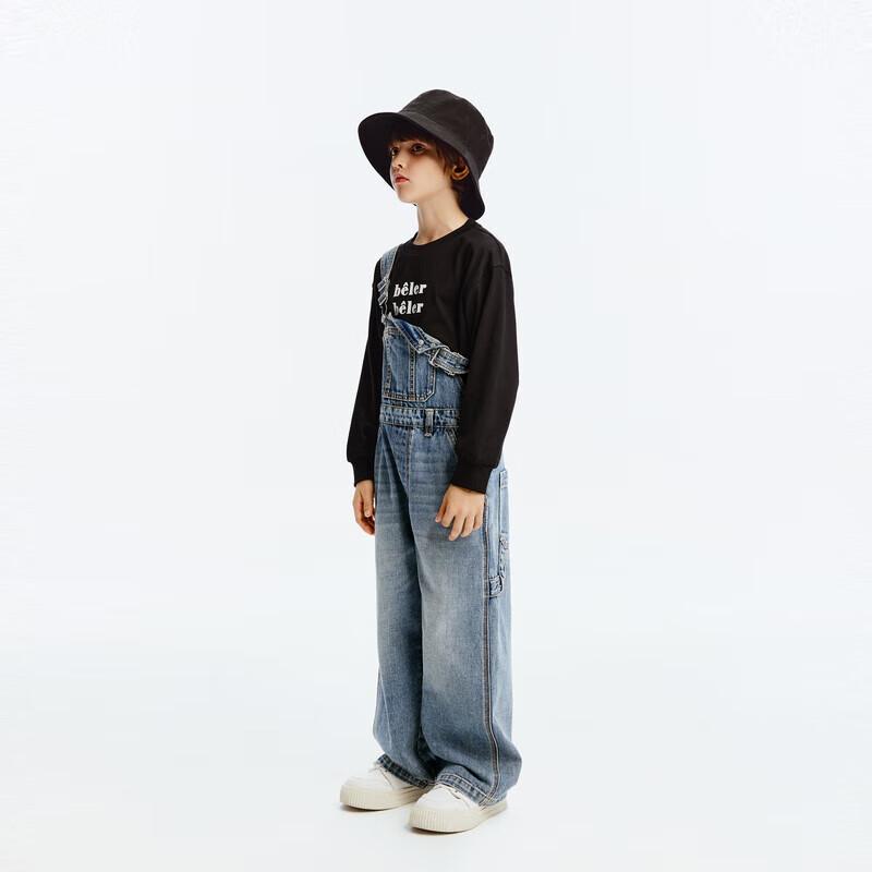 little MO&Co. Kids Cotton Denim Overalls 110