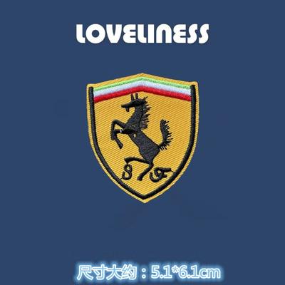Car Logo Embroidered Cloth Sticker Hole Patch Clothing Individuality Printing For Ferrari Roma 488 Portofino F8 Roma Spider SF90