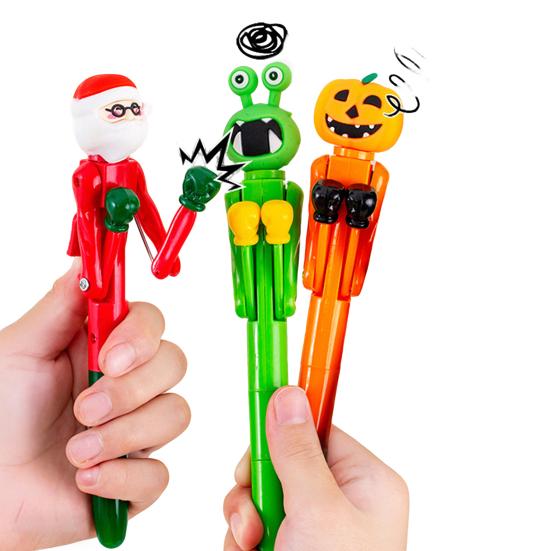 Yousheng Fun Boxing Pen with Movable Arm 0.5mm Blue Ink Ballpoint Pen Cartoon Stress Relief Writing Tool Novelty Gift