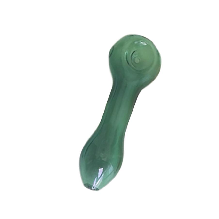 4" Mini 7Hole Glass Smoking Pipe Glass Spoon Smoke Pipes Green Bowl Pipe