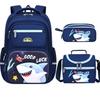 Elementary School Bag Three-Piece Burden-Reducing Backpack Boys Cartoon Shark Schoolbag 3Pcs Set