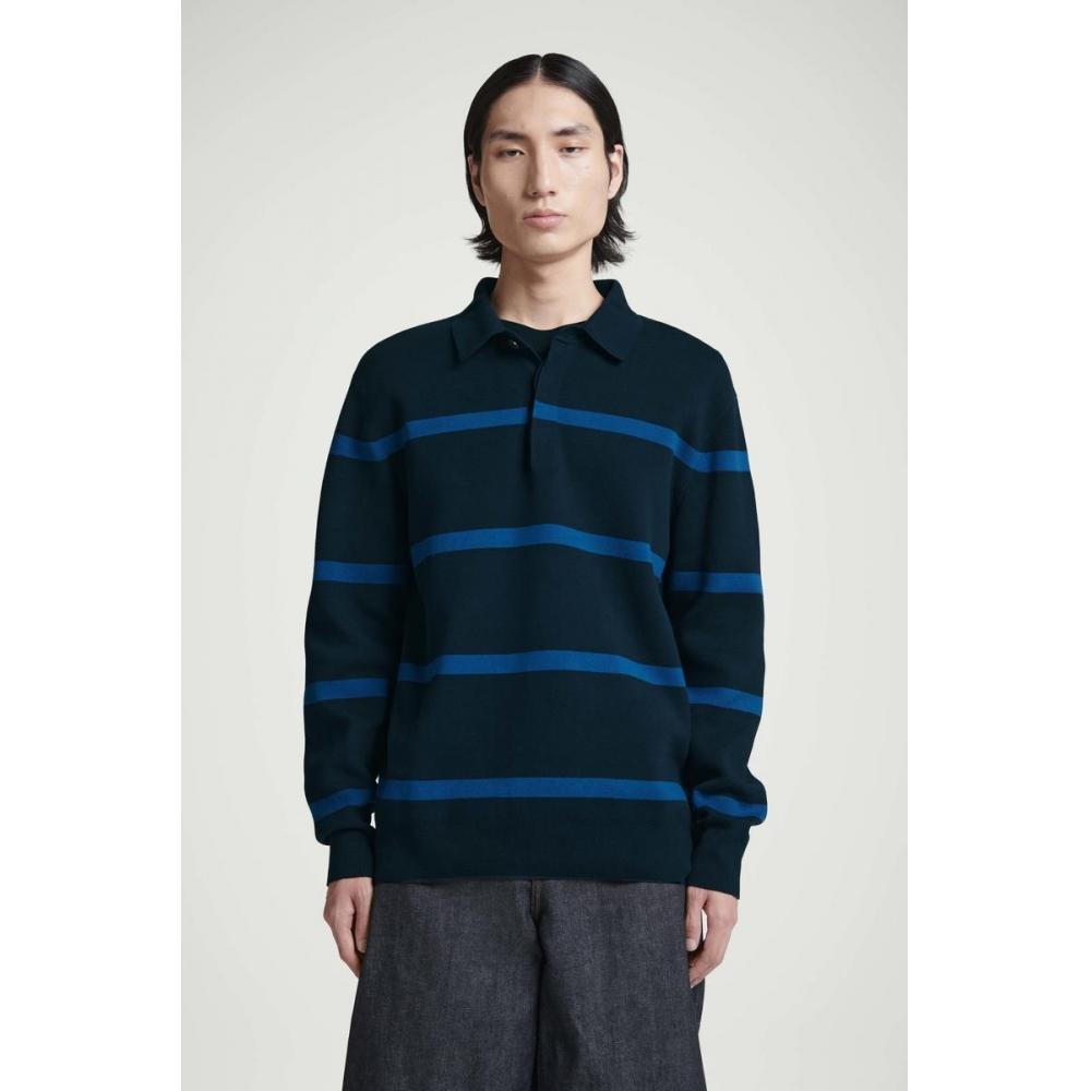 

COS Японская полосатая трикотажная рубашка-поло navystripe/XS