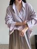 LUXI Women's Elegant Korean Wrinkled Texture Long Sleeve Shirt - Spring 2025 New Arrival
