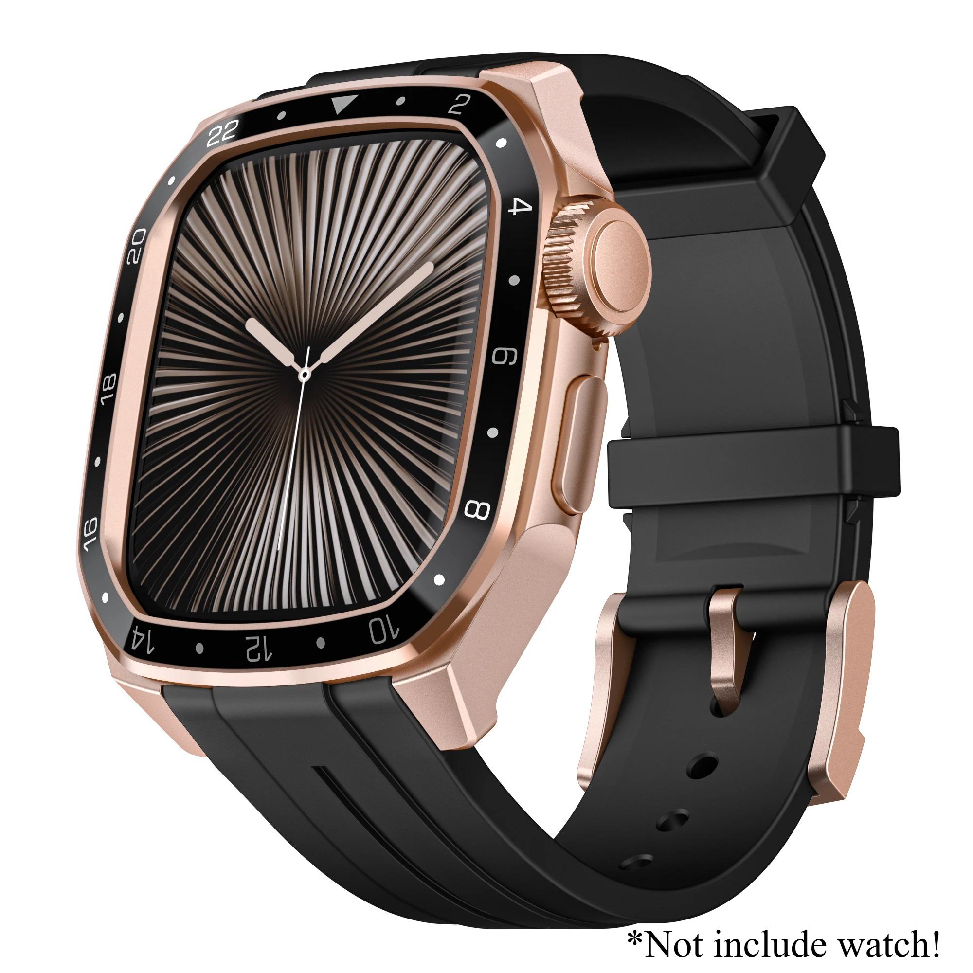 

Металлический корпус+силиконовый ремешок для ремешков Apple Watch Series 11 10 46 мм Противоударная защитная крышка Iwatch Series 9 8 7 45 мм Ремешок Series 11 46mm розового золота