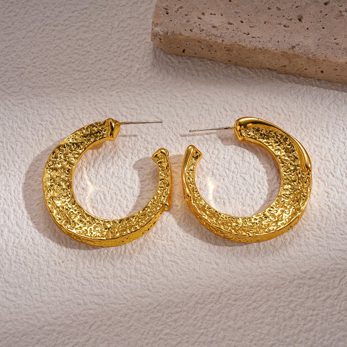 Metallic Geometric C-fold Silver Needle Earrings Cold Wind Earrings