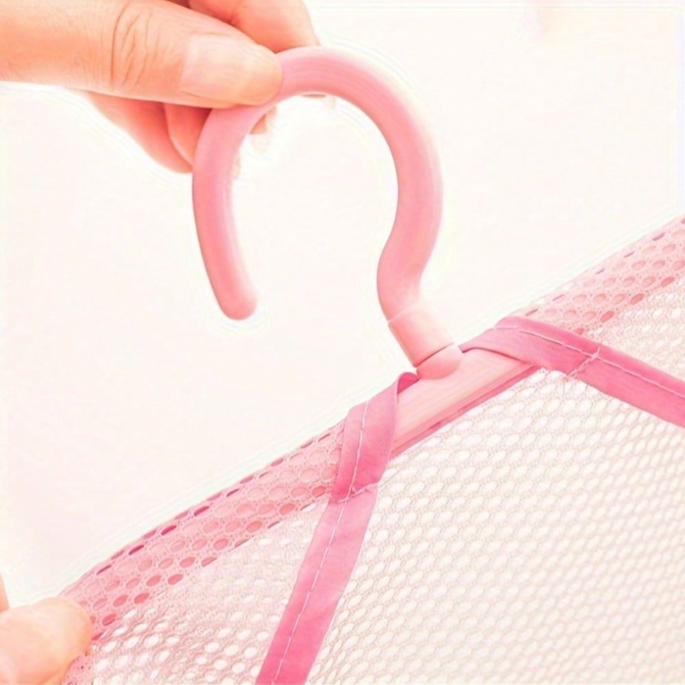 1pc Hangable Storage Mesh Bag | Multi-Purpose Clothespins Organizer, Polyester, Suitable For Kitchen And Bathroom, Drying And Storage Supplies