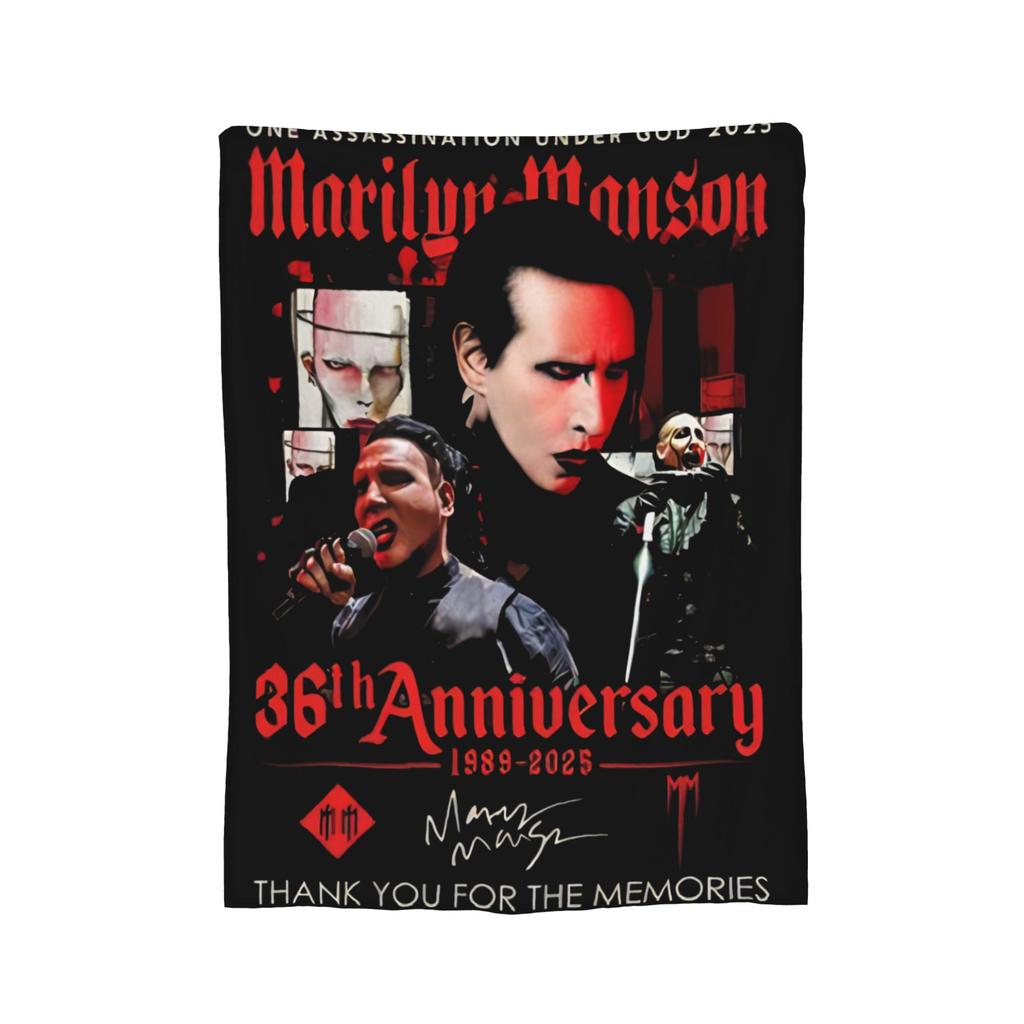 Marilyn Manson Musiktour Druckdecke für Männer Frauen Gemütlich Weich Überwurfdecken für Sofa 50x60 Zoll Mehrere Größen