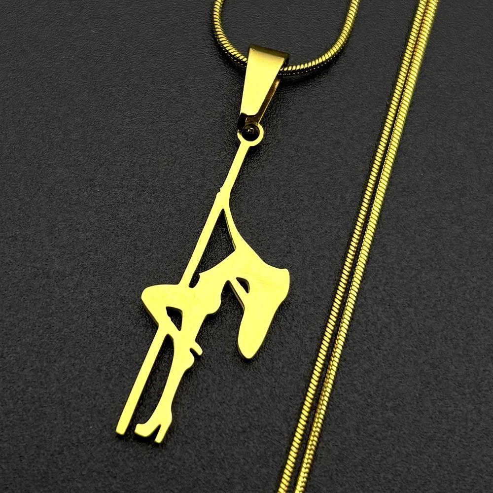 Ragazze Pole Dance Catena Musicale Donne Uomini Acciaio Inossidabile Colore Oro Amante dell'Arte Ginnastica Ritmica Collana Ciondolo Gioielli Regali