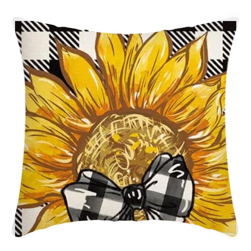 Printed Sunflower Nordic Fresh Home Cotton and Linen Pastoral Style Pillow Living Room Sofa B&B Bay Window Large Cushion Cover