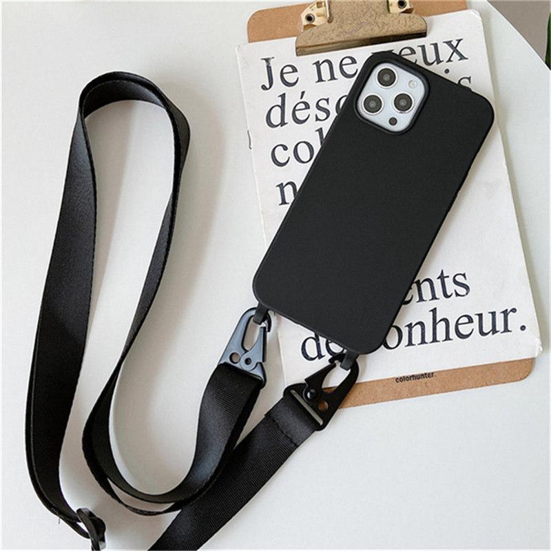 Crossbody Kolye Askısı Kordon Mat Silikon iphone için kılıf 14 Pro Max 11 12 13 Mini XR X XS 6S 7 8 Artı SE Darbeye Dayanıklı Kapak