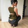 Women Sleeveless Round Neck Tank Top Stretchy Fitted Solid Basic Tie Summer Casual Shirt Blouse Vest