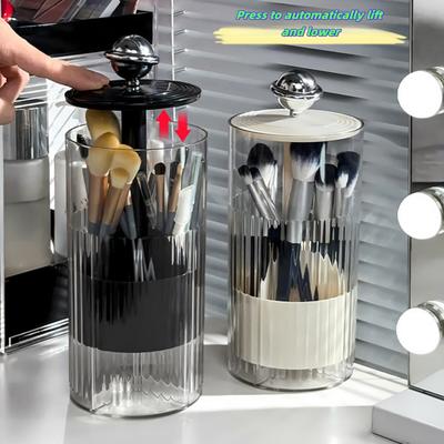 Automatic Lifting Makeup Brushes Holder Dustproof Makeup Brush Holder Desktop Makeup Tools Lipstick Eyebrow Pen Holder Container