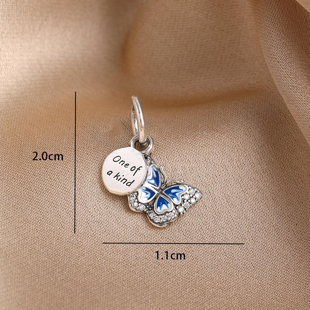 Blue 925 Silver Dolphin Octopus Turtle Swallow Pendant Bead, Suitable for European Bracelet DIY Women's Jewelry Accessories