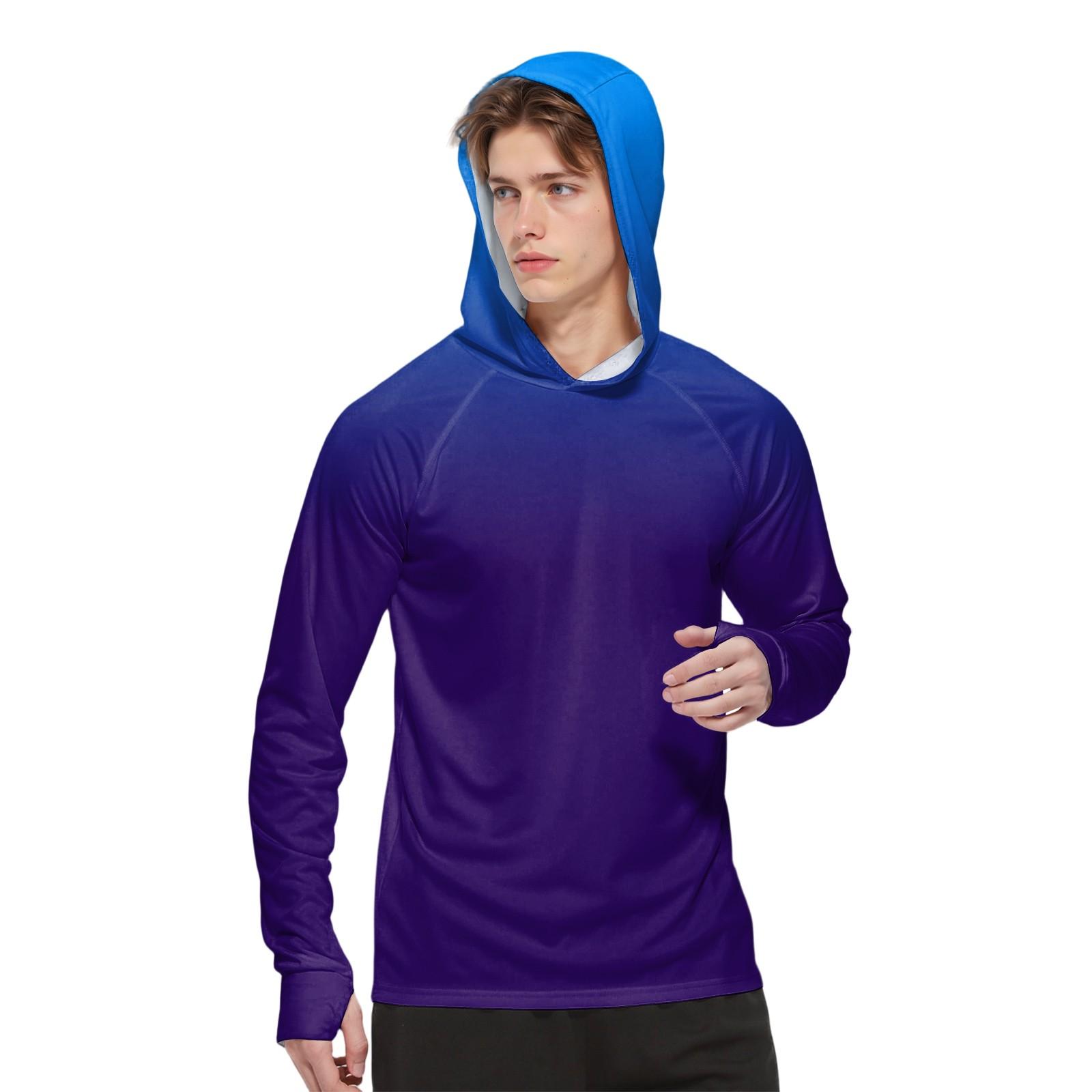 

Мужская модная рубашка с длинным рукавом с принтом и капюшоном SPF/UV L