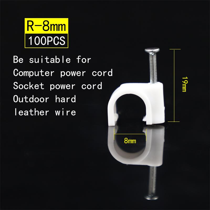 100pcs Cable Clips 4/6/8/10/12/14/16/20mm Cable Wire Clips Nail In Cable Clips Cable Tacks Coaxial Nail Clamps  Nails For Cords