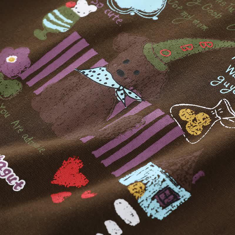 Montagut Girls' Cartoon Print Short Sleeve T-Shirt