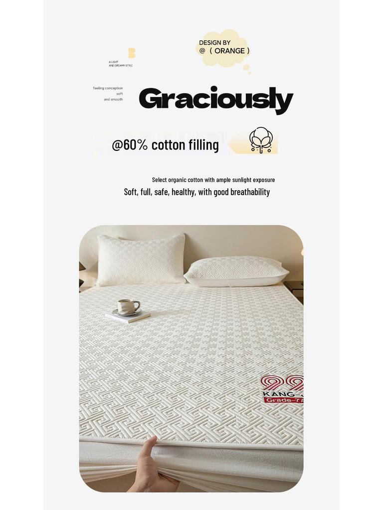 Luxury Antibacterial All-Cotton Fitted Sheet & Mattress Protector - Thickened, Non-Slip Design