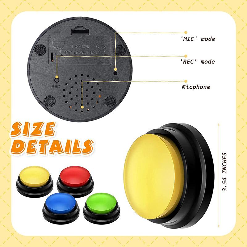 Pet Toys Voice Recording Button  Dog Buttons for Communication Pet Training Buzzer Recordable Talking Button Intelligence Toy