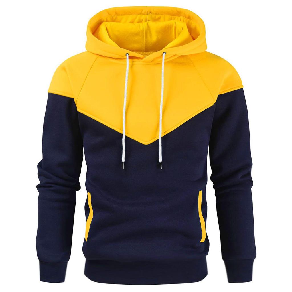 2024 Autumn Men's European & American Color Block Sweatshirt - Casual Sports Top