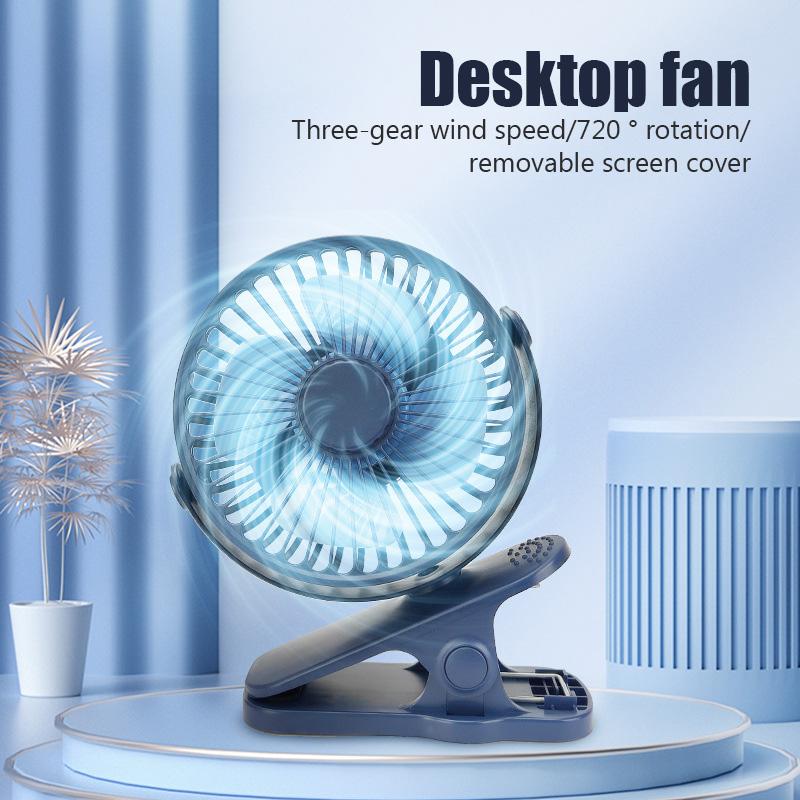 Portable USB Rechargeable Table Fan Clip-on Type Mini Desktop Fan Air Cooler Cooling Fans For Student Dormitory Office Home