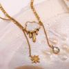 MamacitaSlay Exclusive 18K Gold Plated Stainless Steel Cloud Tassel Star Necklace Waterproof Jewelry Women's Collarbone Chain