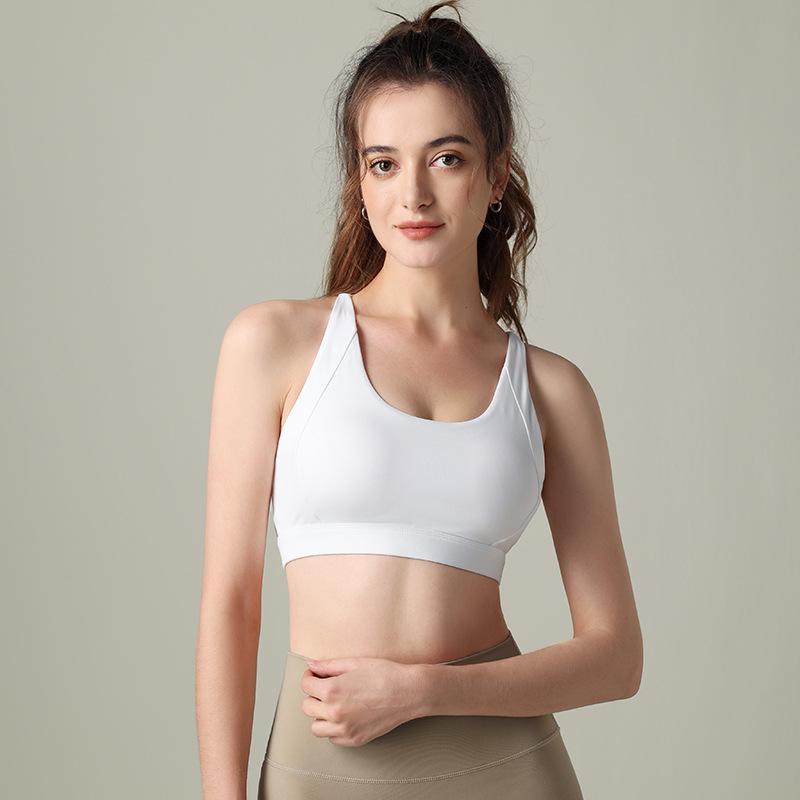 

Женский спортивный бюстгальтер высокой интенсивности: Красивая спина, противоударная поддержка для фитнеса и бега XXL белый