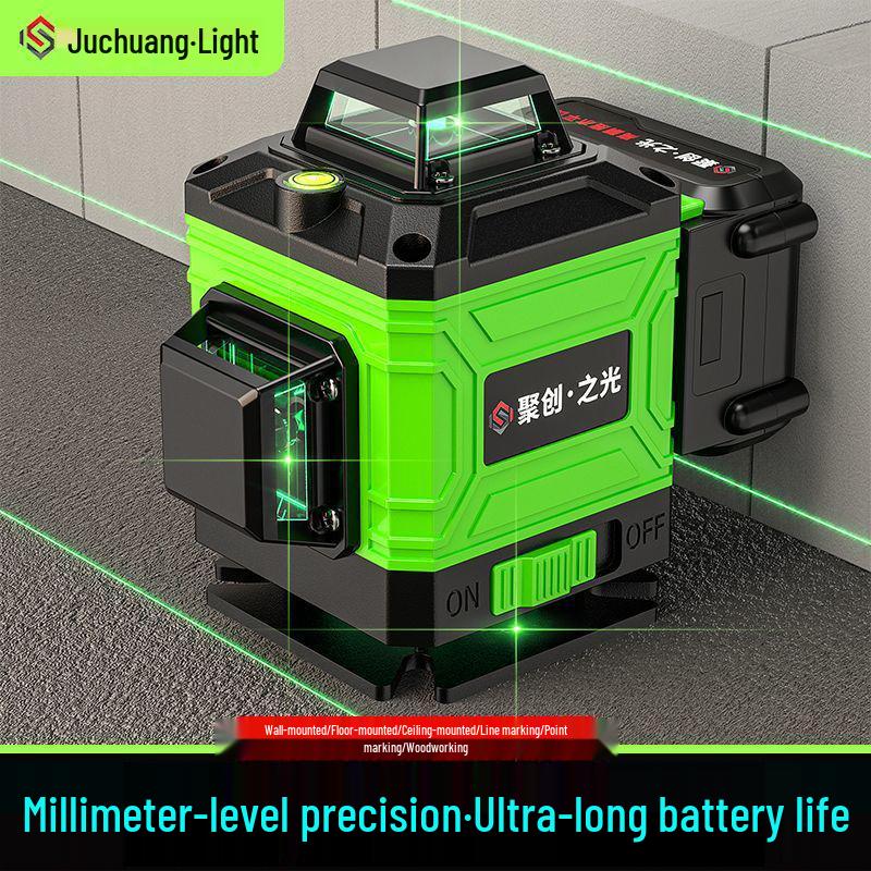 Green Light Laser 8/12/16 High-Precision Infrared Level for Walls/Floors